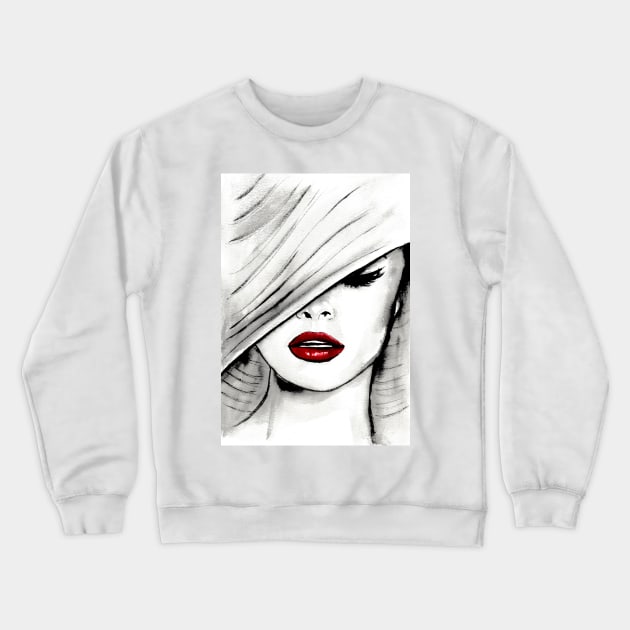 White hat Crewneck Sweatshirt by Svetlana Pelin